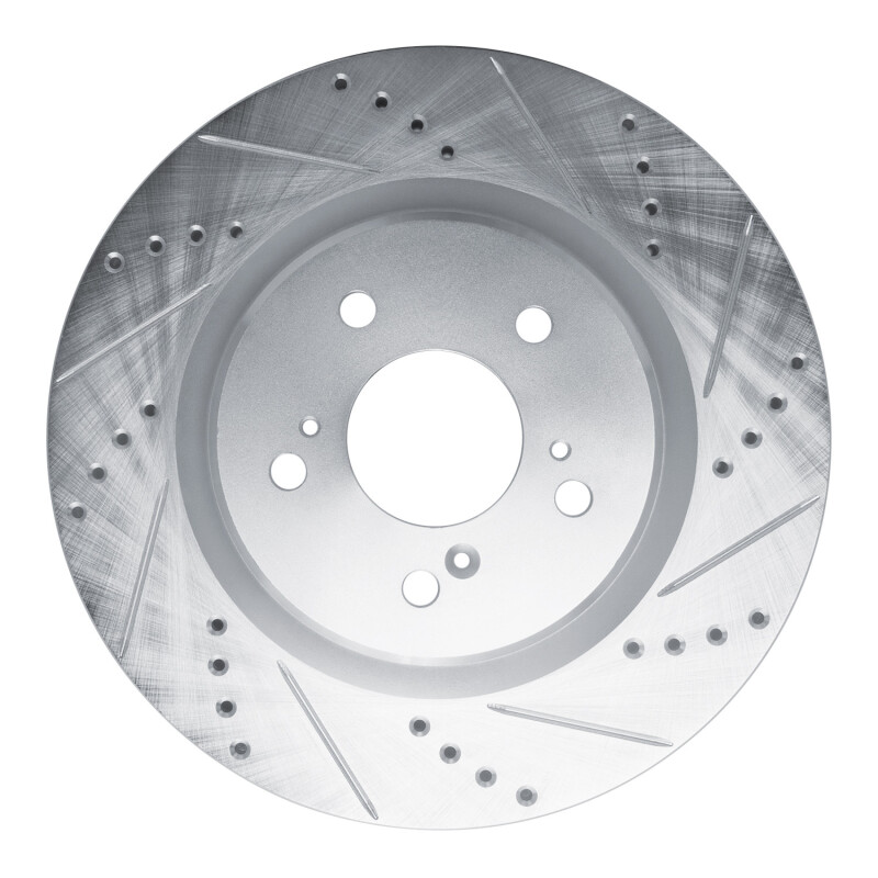 Acura TLX Brake Rotor (1) - Front Right - R1 Concepts - Drilled & Slotted - Silver - `21-`25